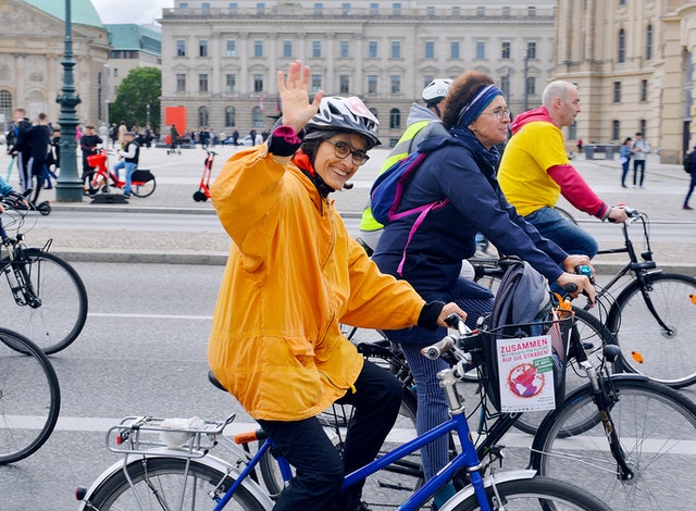 Group of women biking together